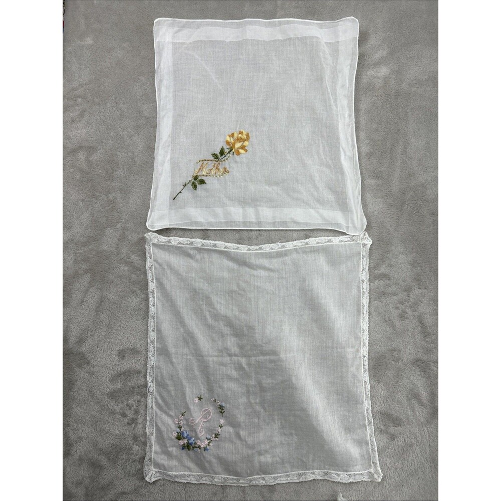Vtg Erin O'Dell Handkerchief Hankie Lot Floral Embroidered Mother Mix Brands - Picture 7 of 10
